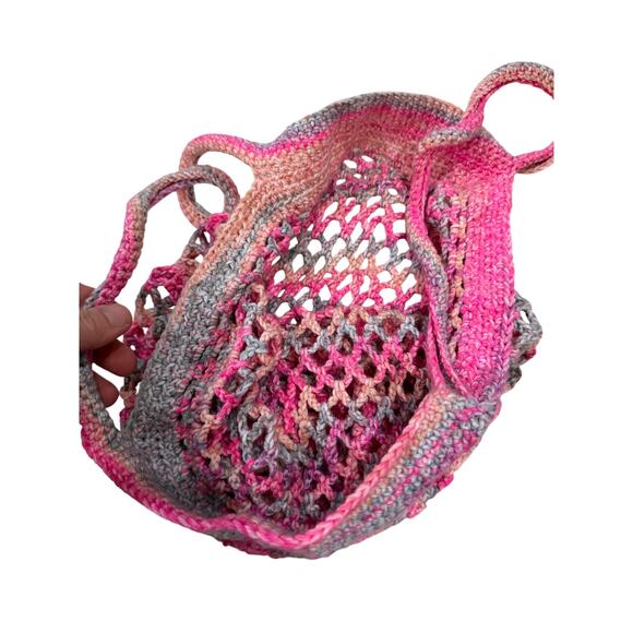 Handmade boho hippie bag pink lightweight beach casual colorful over shoulder - Picture 3 of 7